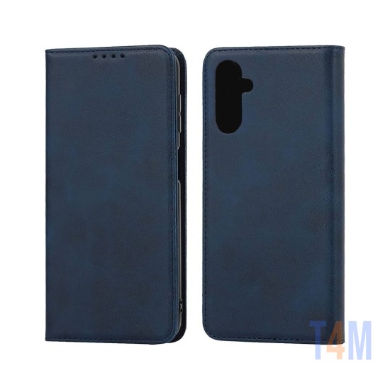 Leather Flip Cover with Internal Pocket For Samsung Galaxy A05S Blue
